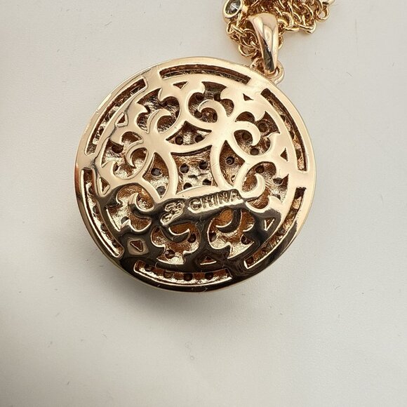 Joan Boyce Necklace Evil Eye Angel Eye Talisman Rose Gold Tone Rhinestone Bezel - Picture 6 of 12